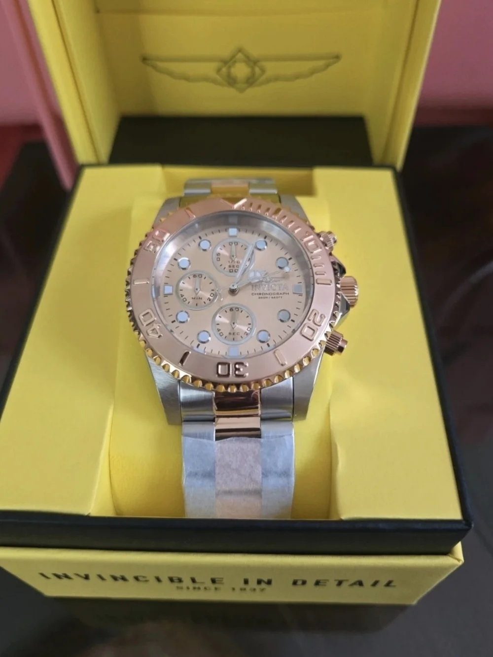 1775 Invicta Pro Diver Men’s Rose Gold and Silver Two-Tone Watch 43.5mm